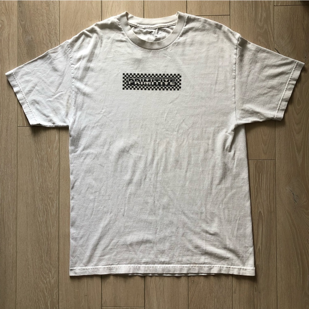 Primitive Skateboarding Black & White Checkerboard Logo T-Shirt